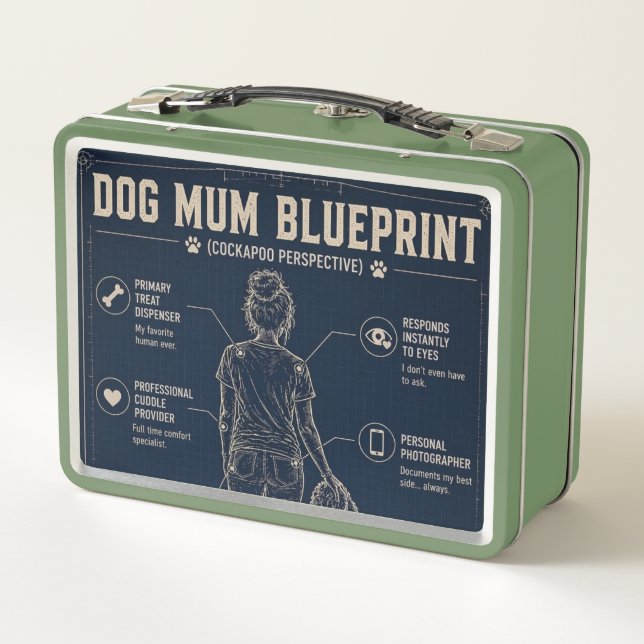 Dog Mum Cockapoo Blueprint Lunch Box (Dos)