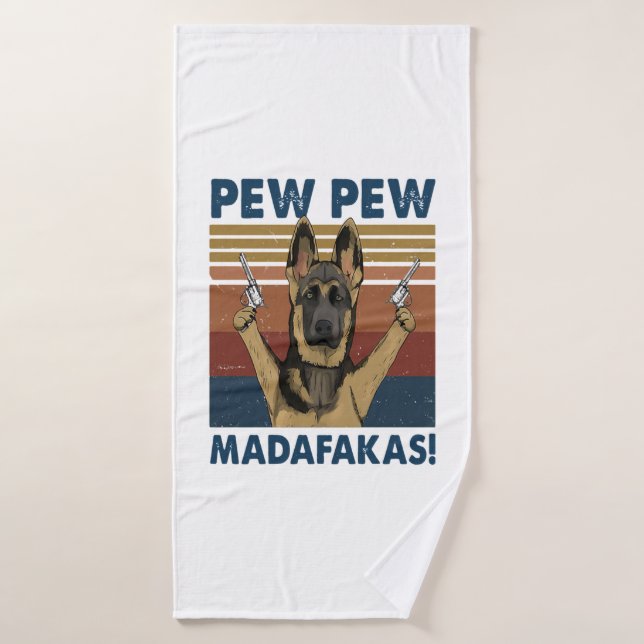 DOG PEW PEW MADAFAKAS VINTAGE RETRO (Serviette de bain)