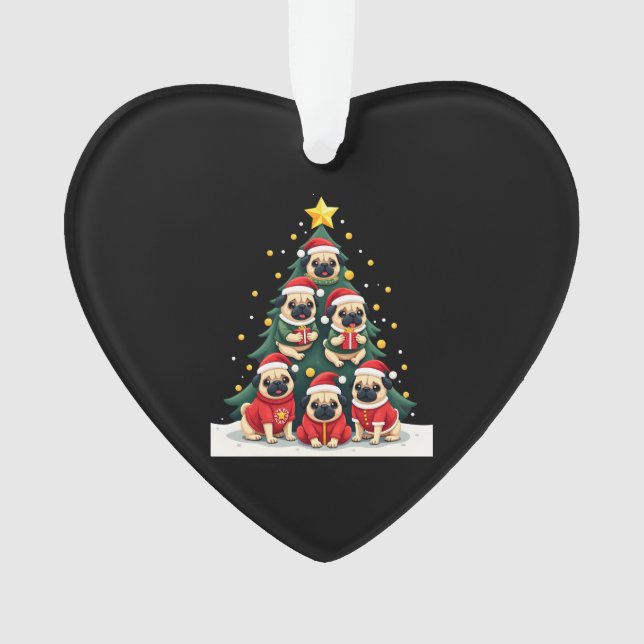 Dog Pugs Christmas Tree Cute Xmas (4) (devant)
