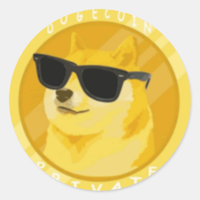 Dogecoin dans lunettes de soleil Sticker rond clas (Devant)