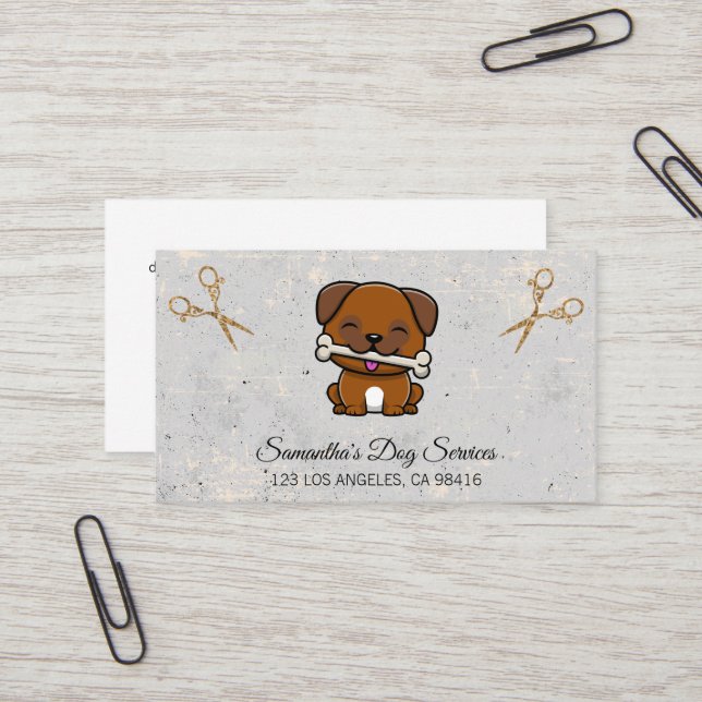 Doggie Grooming | Carte de visite ciseaux (Devant/Arrière en situation)