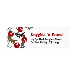 Doggies et os en caricature Étiquettes amusants
