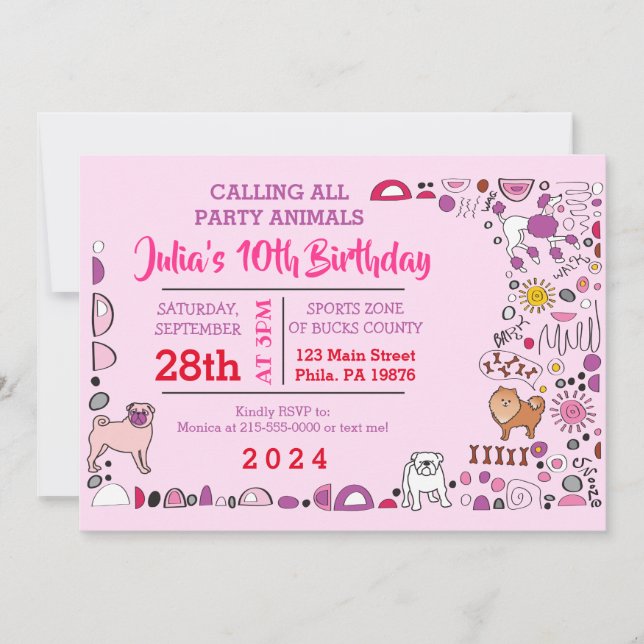 Doggy Chien Anniversaire Fête Chiot Invitation (Devant)