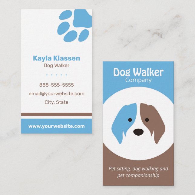 Doggy Paw pour Carte de visite de Walker pour chie (Devant / Derrière)
