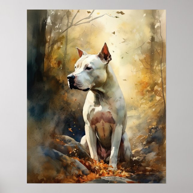 Dogo Argentino Chien Art Imprimer Poster (Devant)