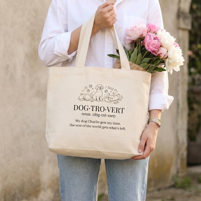 Dogtrovert Cute Funny Text Dog Introverts Tote Bag (Créateur téléchargé)