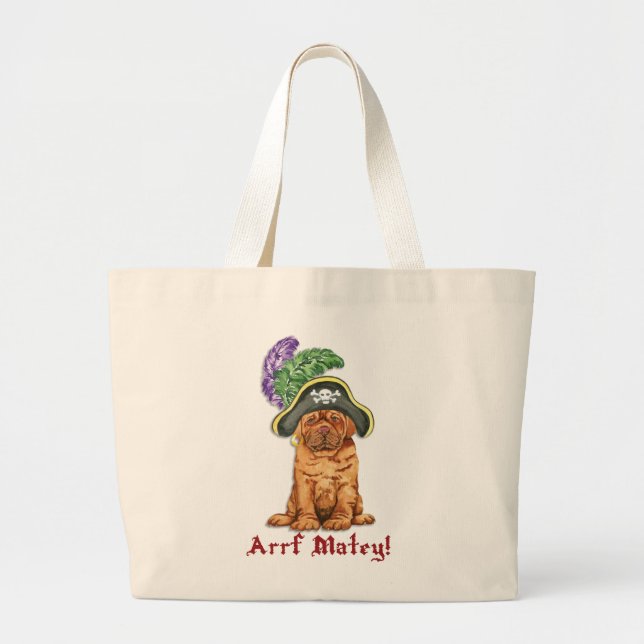 Dogue de Bordeaux Pirate Grand Sac fourre-tout (Devant)