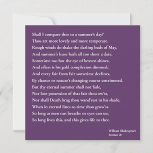 Dois-je te comparer à un jour d'été ? sonnet 18