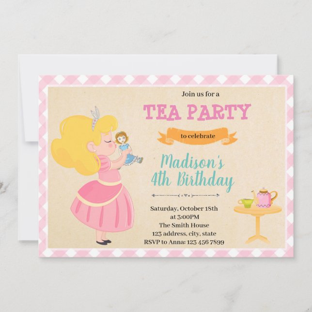 Doll tea party invitation (Devant)