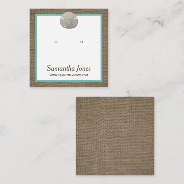Dollar de sable et Burlap Bijoux carte d'affichage (Devant / Derrière)