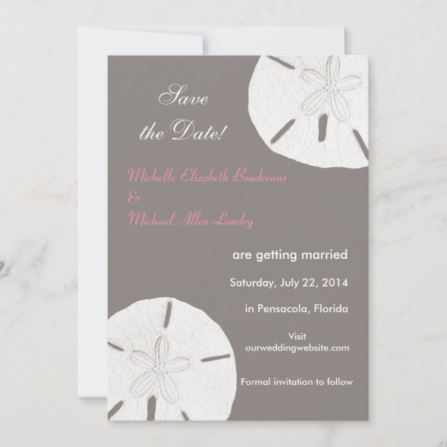 Dollar de Sable Gris Rose Save the Date (Devant)
