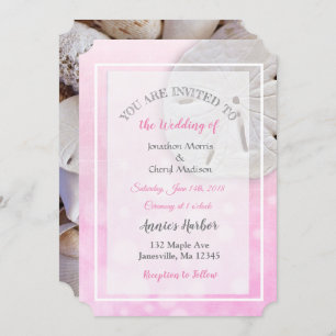 Dollar De Sable Rose Thème Mariage Invitations