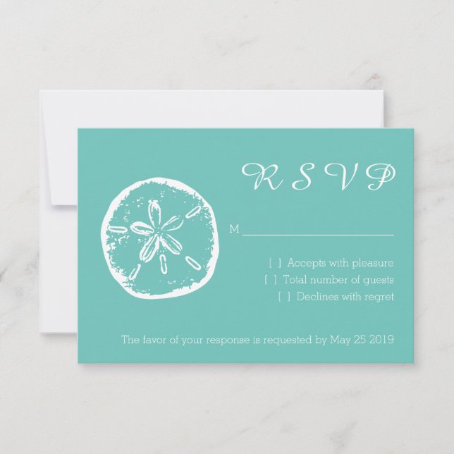 Dollar de sable Turquoise RSVP cartes de mariage d (Devant)
