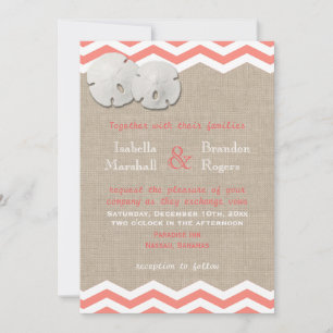 Dollar du sable de corail et Faire-part de mariage