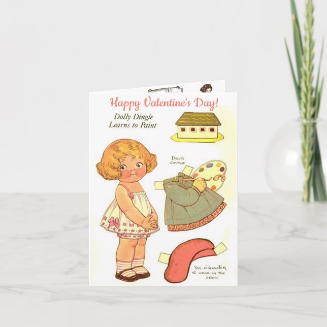 Dolly Dingle Deux Poupées en papier Carte Valentin (Devant)