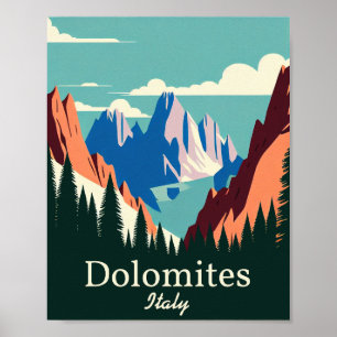 Dolomites Italie Minimaliste Art Vintage Poster