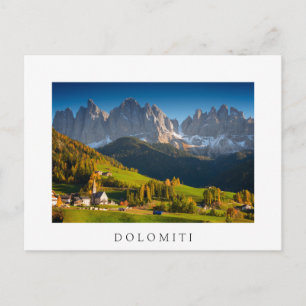 Dolomites village en automne blanc texte carte pos