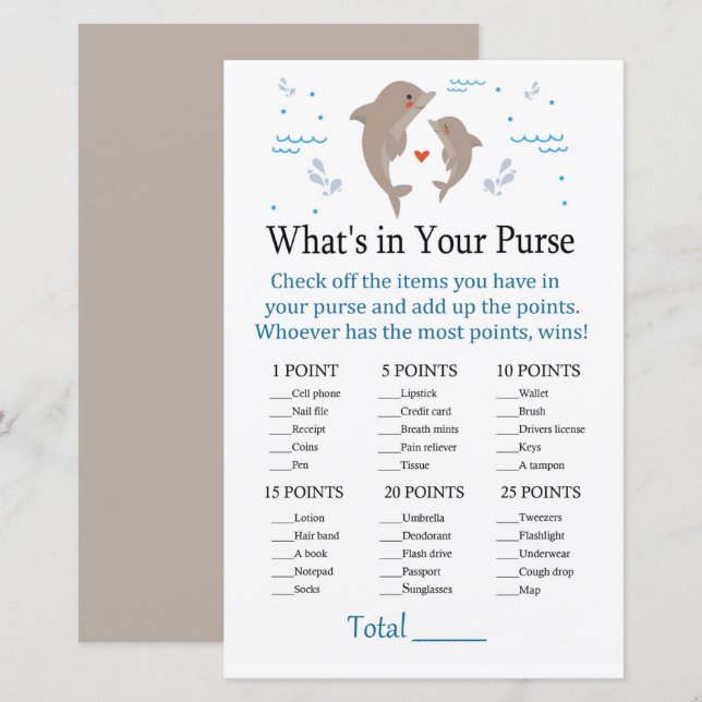 Dolphin Ce qui est dans votre jeu de bourse (Devant / Derrière)