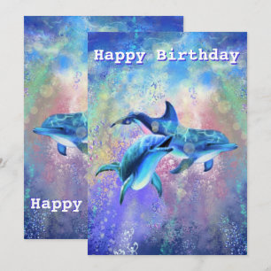 Dolphin Couple Bonne Carte Anniversaire