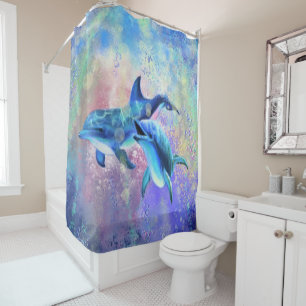 Dolphin Couple Douche Rideau Joyeux Famille