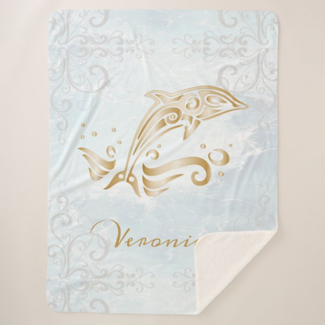 Dolphin d'or personnalisé couverture Sherpa (Devant)