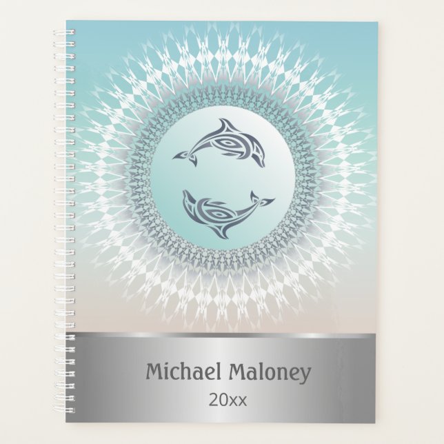 Dolphin Mandala Silver Turquoise Personnalisé Naut (Devant)