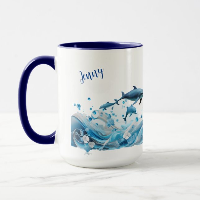 Dolphin nom personnalisé tasse personnalisée perso (Gauche)