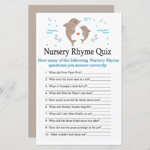 Dolphin Nursery Rhyme Quiz jeu de baby shower