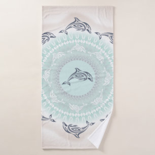 Dolphins Mandala Pale Blue Taupe