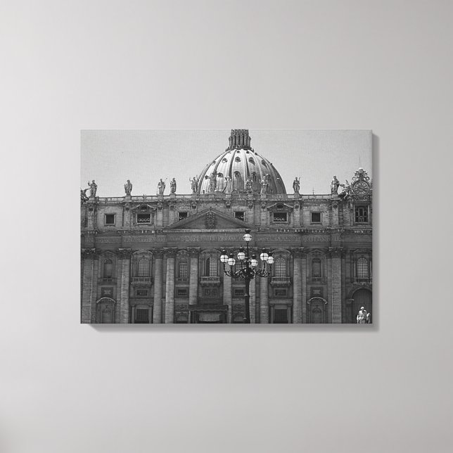 Dôme noir blanc de St Peters Rome toile enveloppée (Recto)