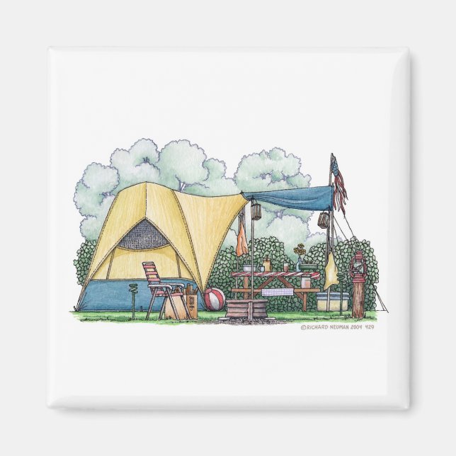 Dome Tent Camper Magnets de camping (Devant)
