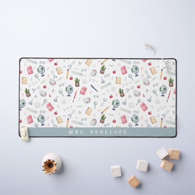 Don de l'enseignant | Motif aquarelle personnalisé (Tableau pour enfants)