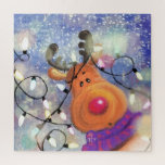 Don de puzzle de Noël avec un renne heureux<br><div class="desc">Joyeux renne - Noël MIGNED Peinture</div>