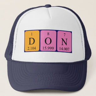 Don du casquette de nom de table périodique