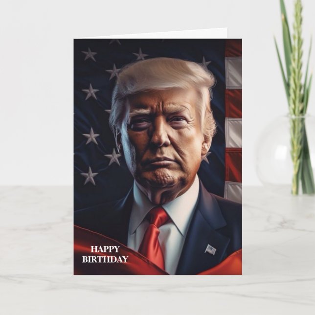 DONALD TRUMP CARTE D'ANNIVERSAIRE DU DRAPEAU AMÉRI (Devant)