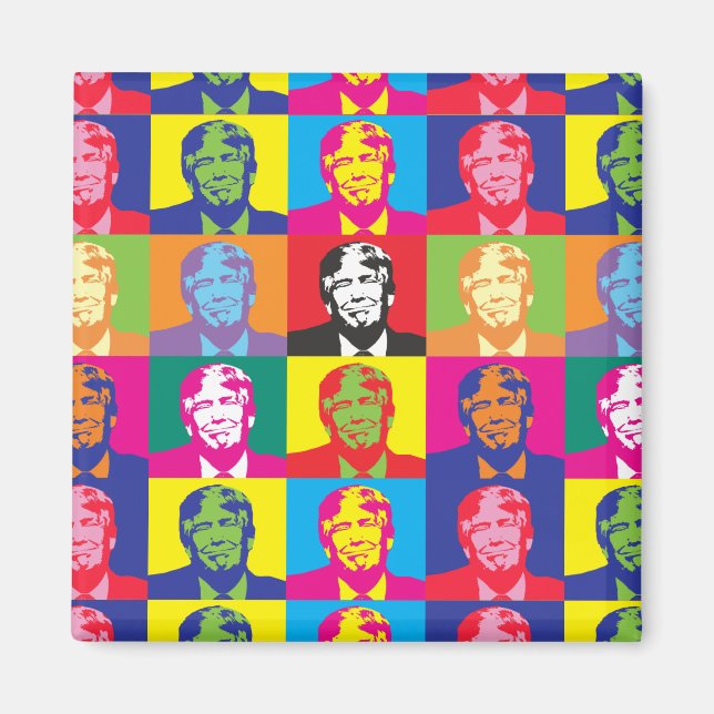 Donald Trump Pop Art Magnet Carré (Devant)