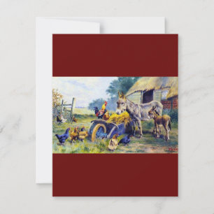 donkey hey cart poulet ferme animaux carte de pays
