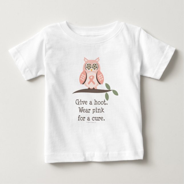 Donnez un T-shirt de bébé de hibou de ruban de (Devant)