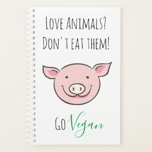 Don't eat them Vegan with cute cartoon farm animal