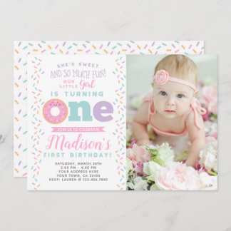 Donut 1er anniversaire Invitation avec photo