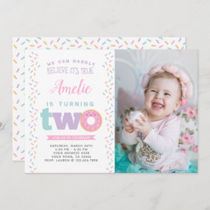 Donut 2e invitation à l'anniversaire avec photo