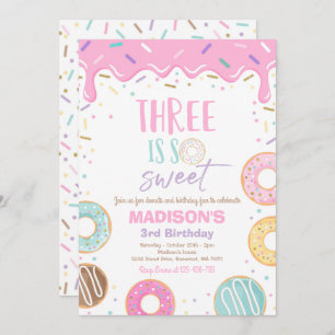Donut 3e anniversaire Invitation Donut Three