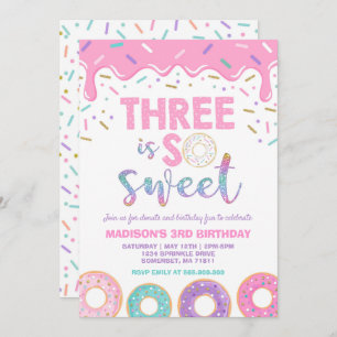 Donut 3e anniversaire Invitation Donut Three