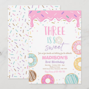 Donut 3e anniversaire Invitation Donut Three is Sw