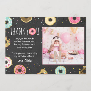 Donut Anniversaire Carte de remerciements Rose fil