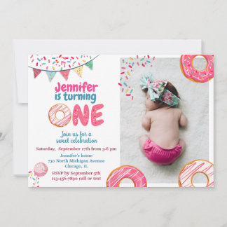 Donut Anniversaire Invitation Sweet ONE