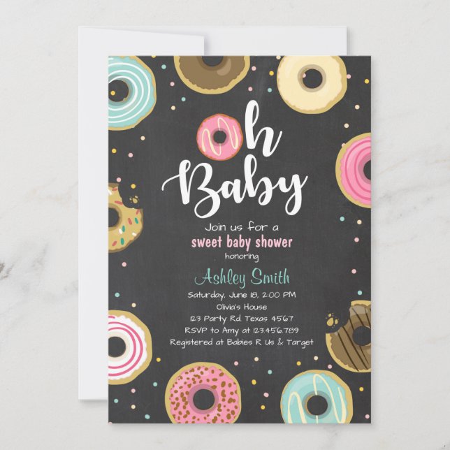 Donut Baby shower invitation Douche au fond (Devant)