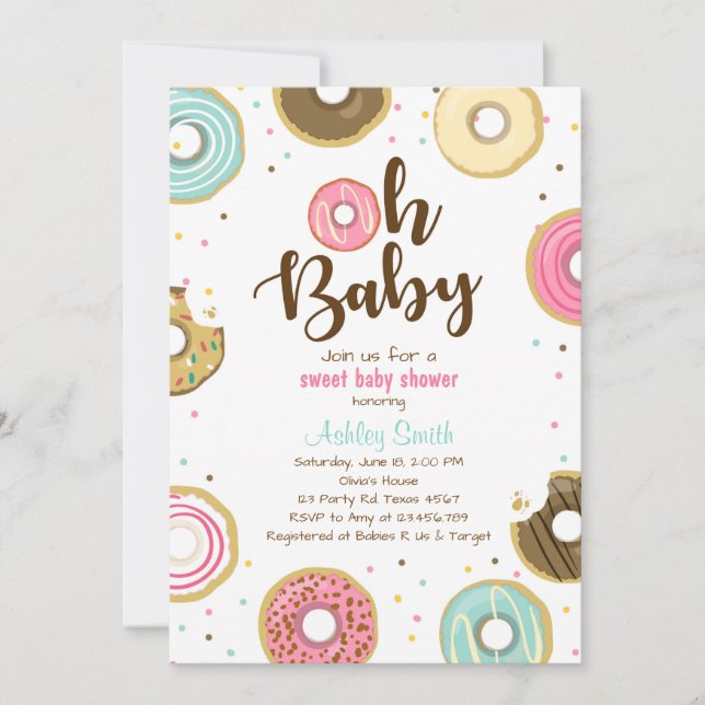Donut Baby shower invitation Douche au fond (Devant)