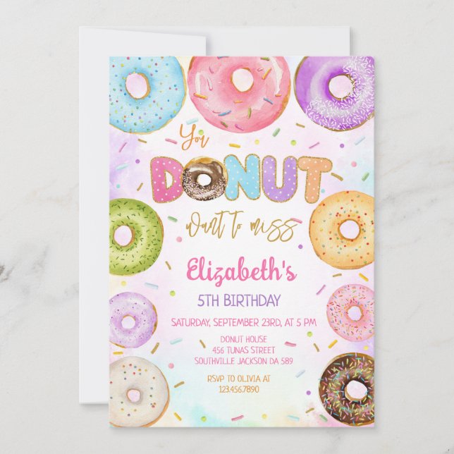 Donut Birthday Party Invitation (Devant)