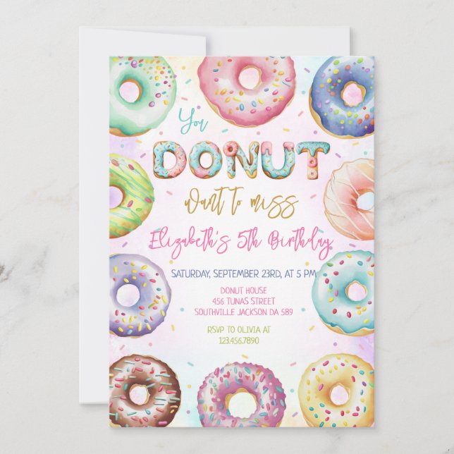Donut Birthday Party Invitation (Devant)